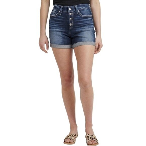 Silver Jeans Pants - Silver Avery Denim Jean Shorts Size 31 Curvy Blue Wash Cuffed Frayed Hem